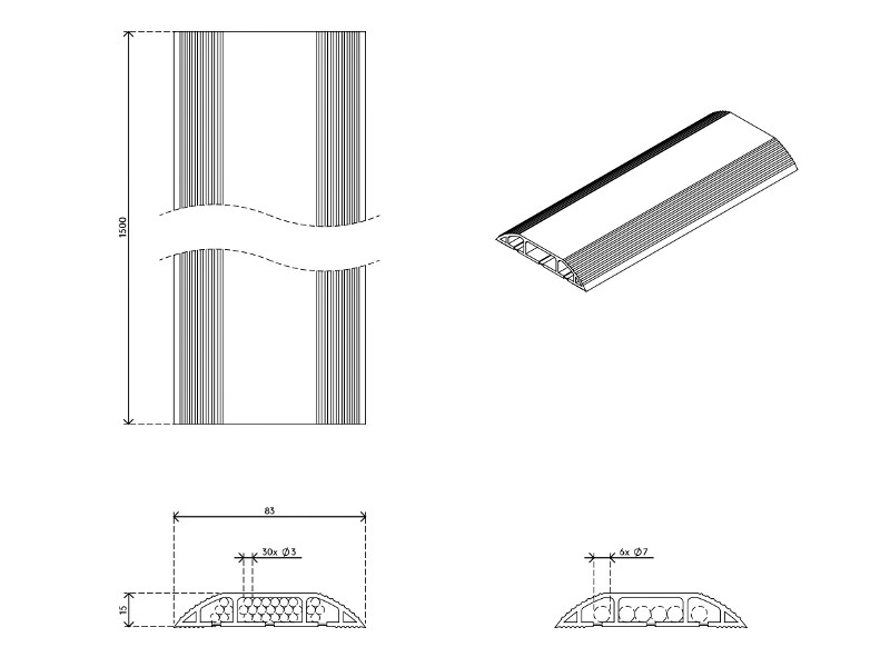 Dataflex 31.150 Kabekanal Boden 150 cm grau Zeichnung