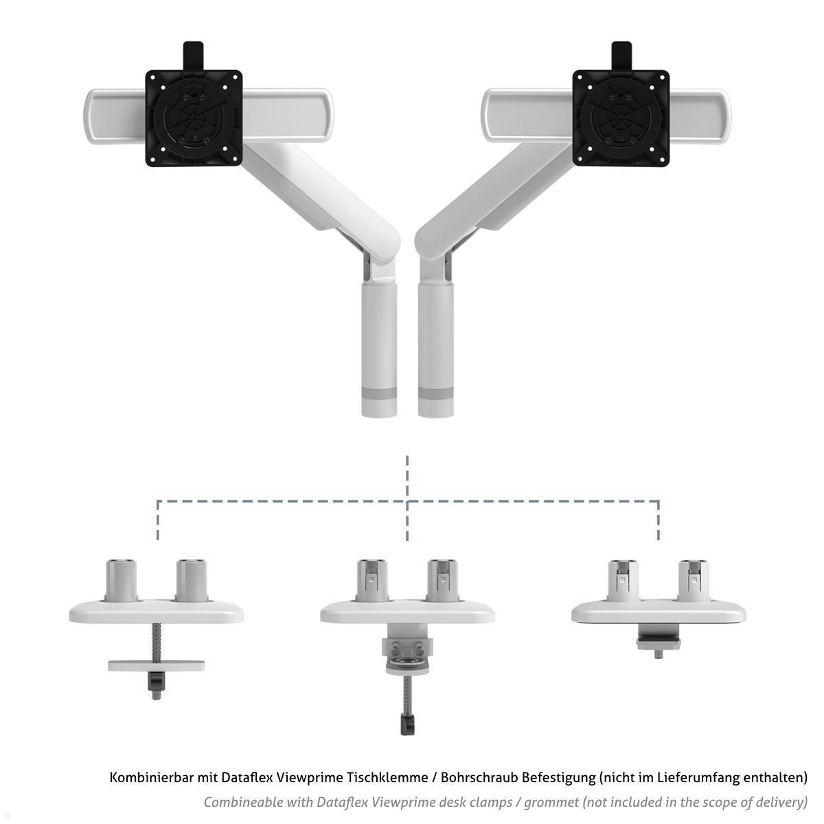 Dataflex Viewprime plus Monitorhalterung für 2 Monitore ohne Befestigung (65.210), weiß Befestigungsmöglichkeiten