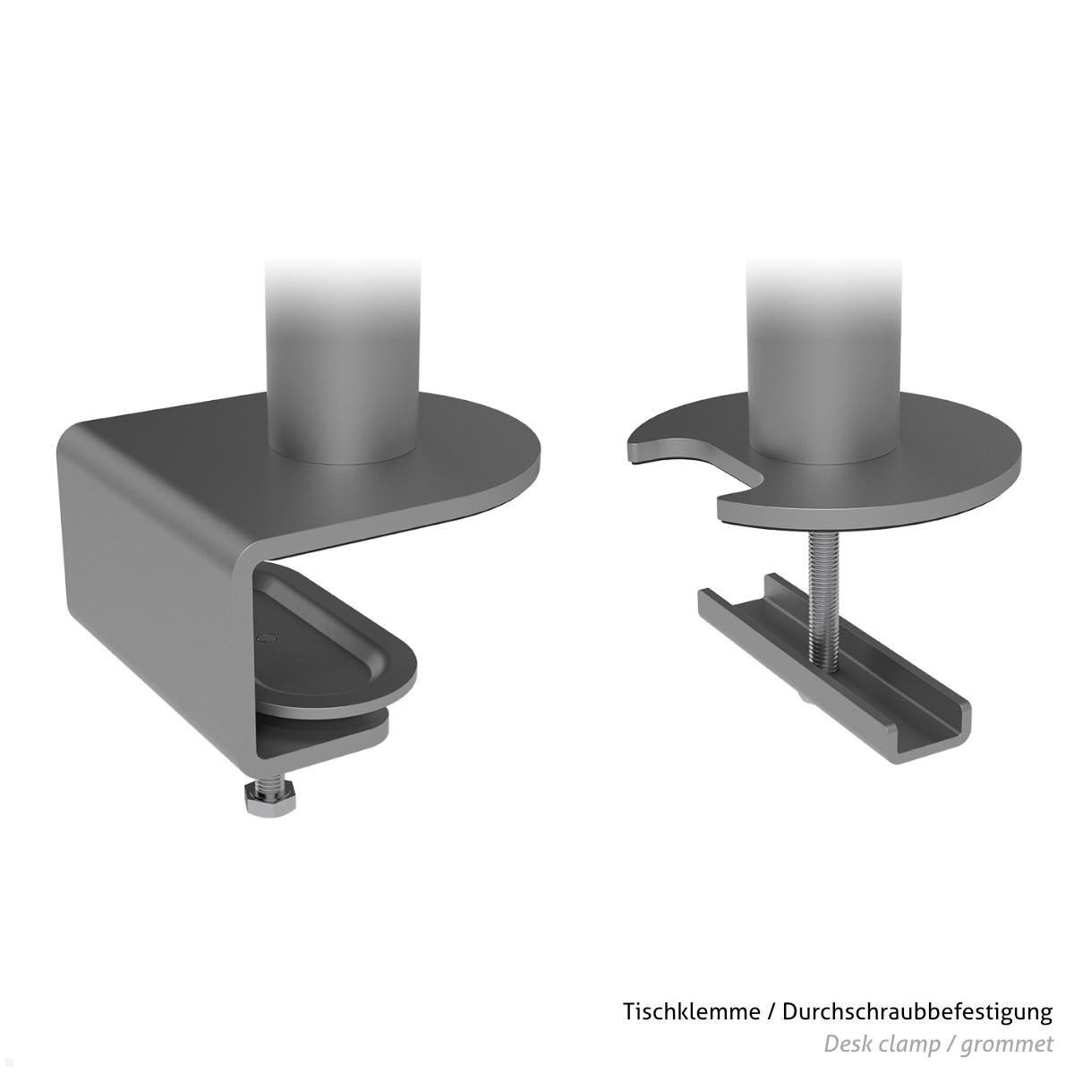 Dataflex Viewmate 2+2 Tischhalterung (52.622) silber Tischklemme und Durchschraubbefestigung