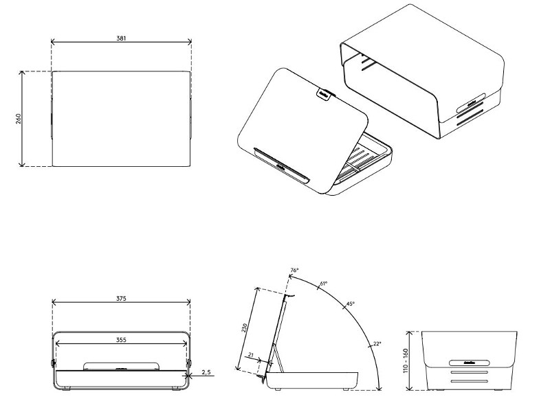 Dataflex Bento ergonomisches Tisch-Set schwarz (45.223) Maße